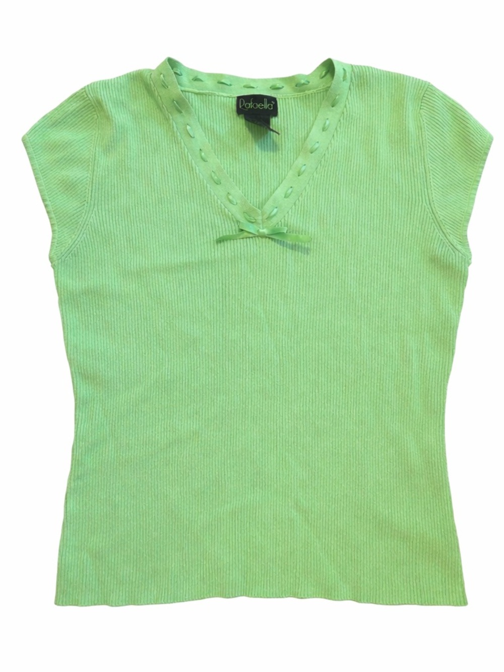 Rafaella Lime Green Ribbed V-Neck Tank